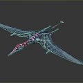 Vibrant Blue And Pink Pterosaur 3D Model With Detailed Wings And Tail