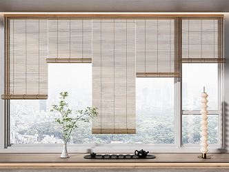 New Chinese-style Roller Bamboo Shutter 3d model