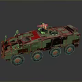 Military Camouflage Armored Tank With Six Wheels And Roof Mounted Weapon