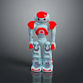 Red And White Humanoid Robot Figure With Rounded Head Shoulders Hands And Feet Design