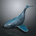 Detailed Blue Whale Sculpture Model With Shiny Surface On Dark Background