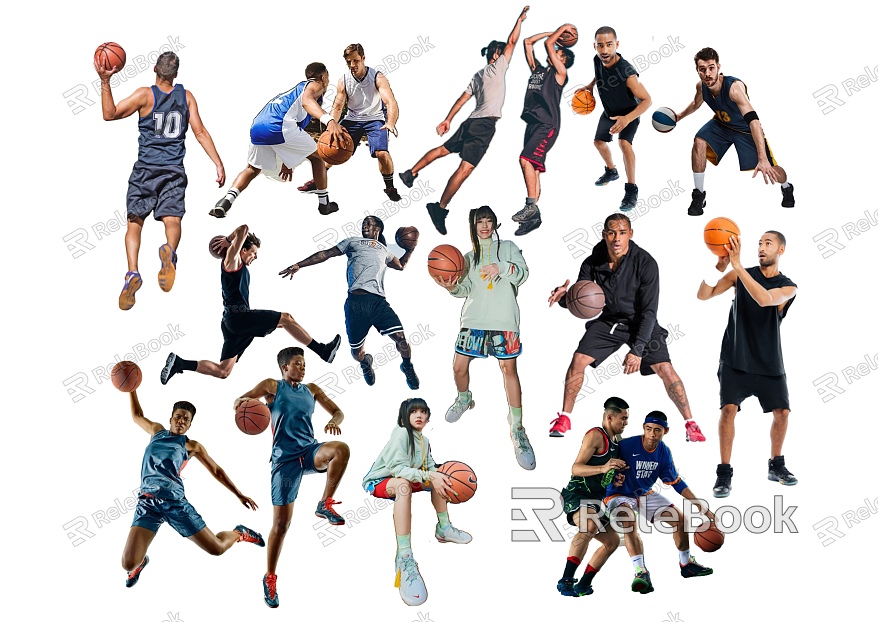 Modern Multiplayer Sports People Playing Basketball People Playing Physical Exercise People Playing Basketball Basketball Court Men and Women Youth model