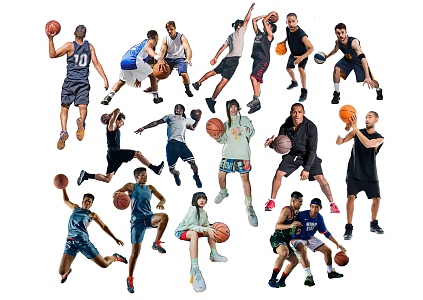 Modern Multiplayer Sports People Playing Basketball People Playing Physical Exercise People Playing Basketball Court Men and Women Youth 3d model