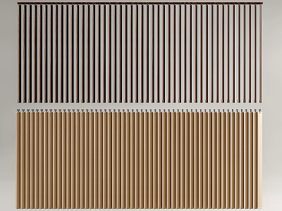 Modern Vertical Striped Window Curtains In Dark And Light Color Tones 3d model