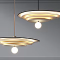Modern Layered Circular Pendant Lights With Bulb On Gray Wall 3d model