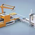Automated Industrial Equipment With Robotic Arm Conveyor Belt And Pallet Handling System