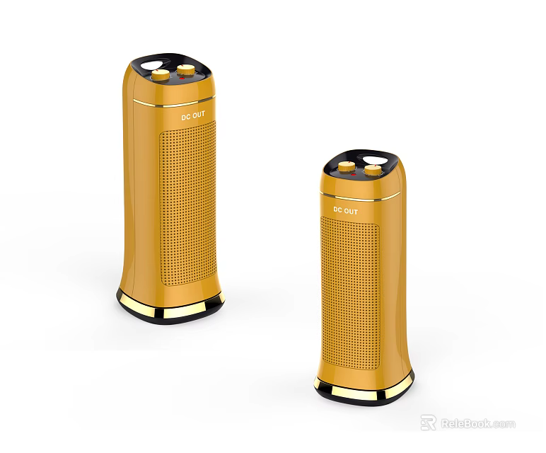 Pair of Golden Tower Speakers With Mesh Surface And Top Control Panel 3d model 