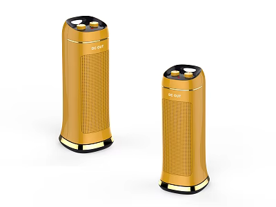 Pair of Golden Tower Speakers With Mesh Surface And Top Control Panel 3d model