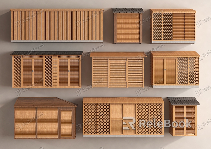 Courtyard Equipment Room Utility Room Air Conditioning Outside Machine Room Outdoor Storage Room Wooden House Anticorrosive Wooden Tool Room model