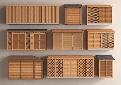 Courtyard Equipment Room Utility Room Air Conditioning Outside Machine Room Outdoor Storage Room Wooden House Anticorrosive Wooden Tool Room 3d model