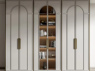 Elegant Modern Wardrobe With Glass Door Design Metal Handles And Interior Storage Shelves 3d model