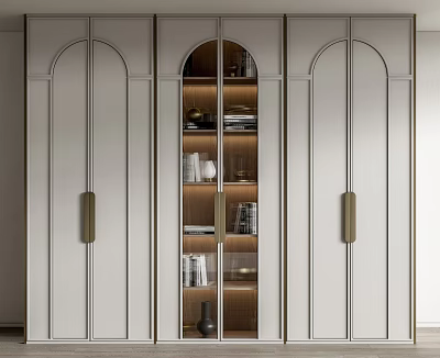 Elegant Modern Wardrobe With Glass Door Design Metal Handles And Interior Storage Shelves 3d model