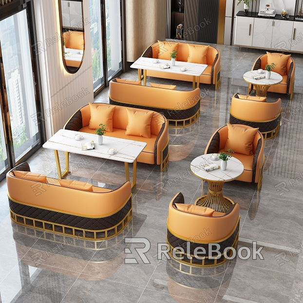 Casual Table and Chair Combination Negotiation Table and Chair Combination Dining Table and Chair Magazine Coffee Vase model