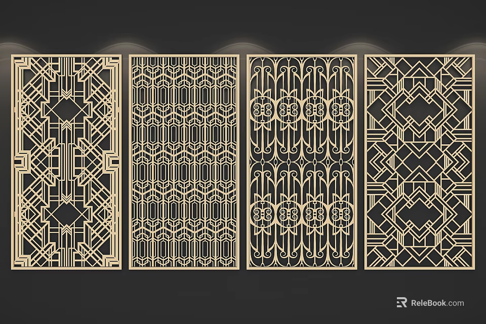 Modern Geometric Room Partitions With Intricate Pattern Designs For Interior Decoration 3d model 