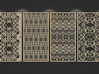 Modern Geometric Room Partitions With Intricate Pattern Designs For Interior Decoration 3d model