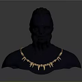 Decorative Tribal Style Necklace With Golden Spiked Pendants On Black Bust