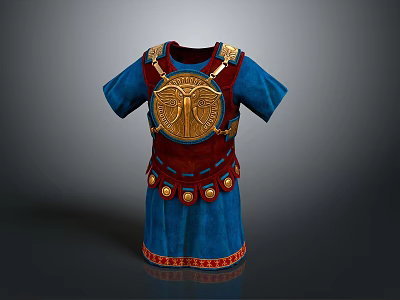 Traditional Decorative Blue Garment With Red Trim And Golden Emblem Design 3d model