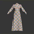 Man Wearing Colorful Plaid Long Dress With High Collar And Ruffled Sleeves