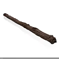 Natural Plant Wood Log With Textured Surface And Small Black Object On White Background
