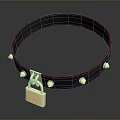 Stylish Black Collar With Gold Studs And Lock For Daily Use