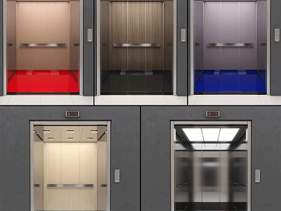 Modern Elevator Interior Design With Various Color Floors And Different Panel Materials 3d model