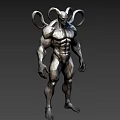 Game Movie Character Muscular Body with Horns and Tentacle Like Rings on Back