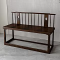 Modern Wooden Bench With Simple Structure Against Gray Wall And Green Plant