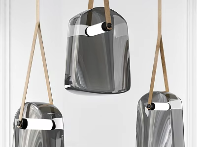 Modern Glass Pendant Lights With Wooden Cords And Unique Shape For Minimalist Interiors 3d model