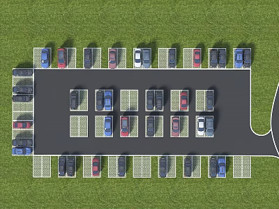 Eco Friendly Parking Lot With Green Landscaping And Sustainable Design Features 3d model