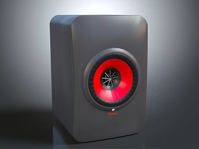 Sleek Black Audio Speaker With Red Circular Driver And Modern Exterior Design 3d model
