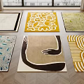 Square Rugs Featuring Abstract Floral Geometric Patterns And Colorful Designs 3d model