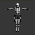 Futuristic Helmeted Robot Character With White Armor Black Accents Standing Pose And Extended Arms