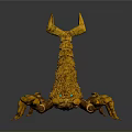 Orange Scorpion Reptile 3D Model With Detailed Textured Exoskeleton On Gray Background