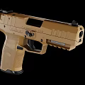 Golden Tactical Pistol with Ergonomic Grip and Modern Design Features