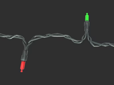 Festive Twisted Black Wire Decorative Lights With Red And Green Plugs 3d model