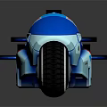 Futuristic Sci Fi Vehicle With Blue White Red Streamlined Design And Glowing Engine