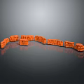 Orange Wooden Stone Blocks Arranged in Curved Shape as Decorative Elements 3d model