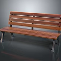 Sturdy Outdoor Bench With Brown Wooden Slats And Dark Metal Legs
