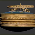 Vintage Oval Hand Mirror With Blue Enamel Floral Design Gold Frame And Gold Chain Base
