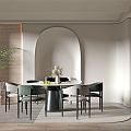 Modern Restaurant Dining Table and Chair Combination 3d model