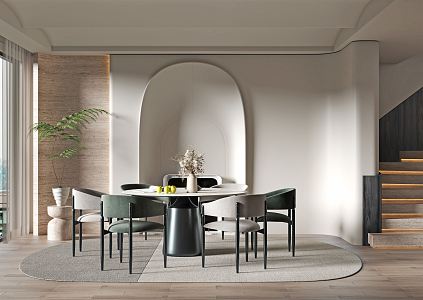 Modern Restaurant Dining Table and Chair Combination 3d model