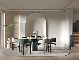 Modern Restaurant Dining Table and Chair Combination 3d model