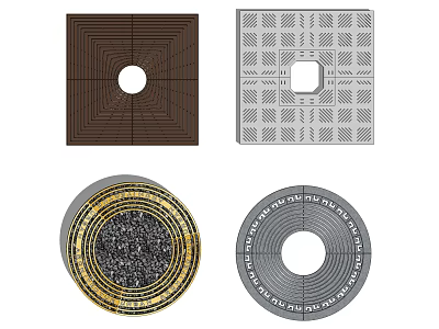 Various Tree Pit Designs With Square Round Shapes Grid Patterns And Decorative Borders For Gardens 3d model