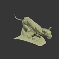 3D Rendered Muscular Lion Anatomy Model Showing Detailed Anatomical Muscle Structure