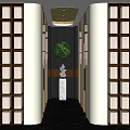 Luxurious Elevator Corridor With Decorative Walls Marble Floor And Artistic Decor