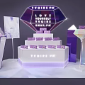 Elegant YVOIRE Diamond Shaped Purple Transparent Step Style Cosmetics Display Shelves