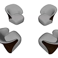 Modern Curved Single Sofa With Light Gray And Dark Brown Fabric Upholstered Design