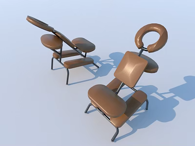 Medical Examination Chairs With Brown Upholstery Adjustable Headrests And Metal Legs 3d model
