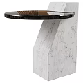 Sleek Black Marble Coffee Table With White Geometric Sculptural Base 3d model