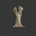 Tree Stump Decorative Sculpture With Natural Wood Texture And Golden Accents